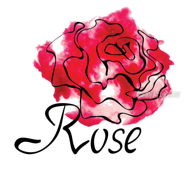 Vector colorful symbol with watercolor rose
